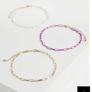 🆕️👣 ANKLETS - MATTE METAL LINK ANKLET - SET OF 3👣